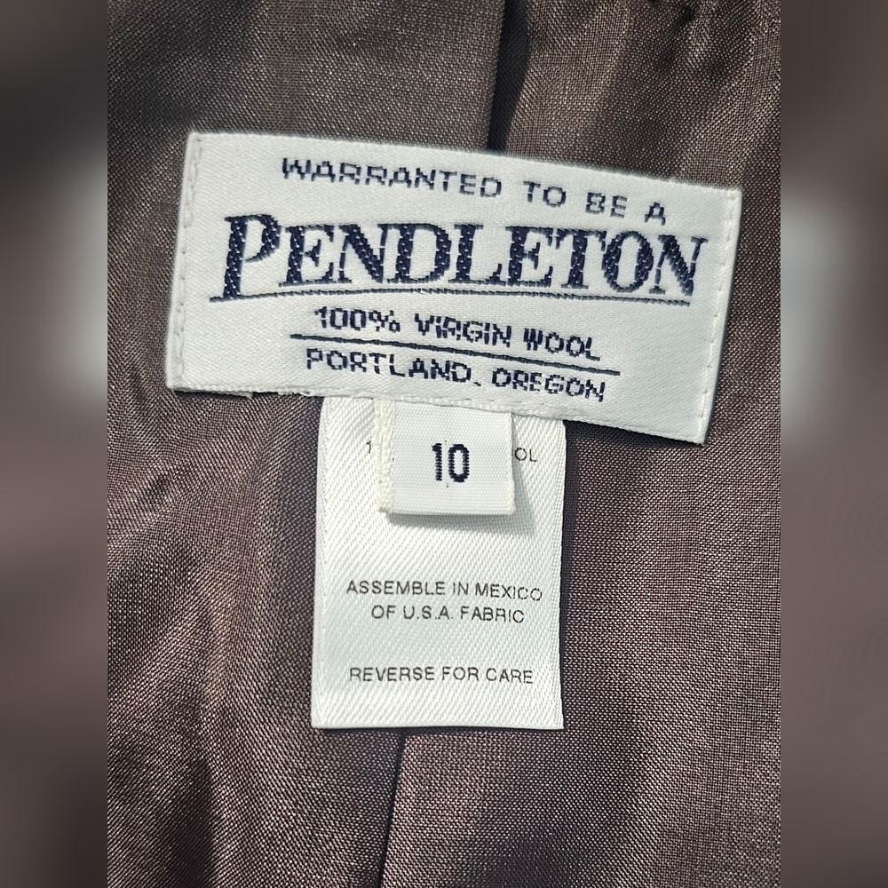 Pendleton Virgin Wool Women's Brown Preppy Blazer Jacket Size 10 - Picture 4 of 6